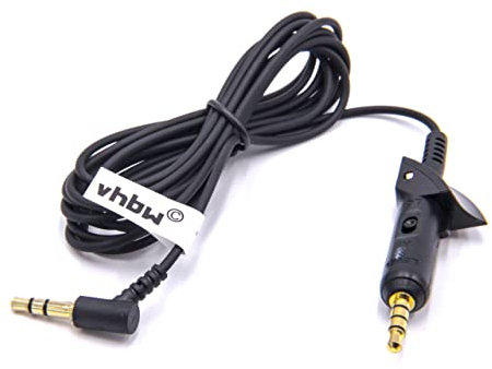 vhbw Cavo Audio AUX con connettore jack da 3,5mm compatibile con Bose QuietComfort 15, 2, QC15, QC2 cuffie,180cm
