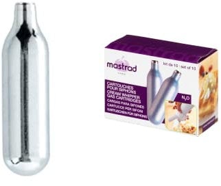 MASTRAD - Lot de 10 Cartouches N2O pour Siphon – Sauces Crèmes Chantilly Mousses Chaudes ou Froides – Recharges universelles - Acier 100% recyclable - 10x8g - 6,4x1cm, Jaune