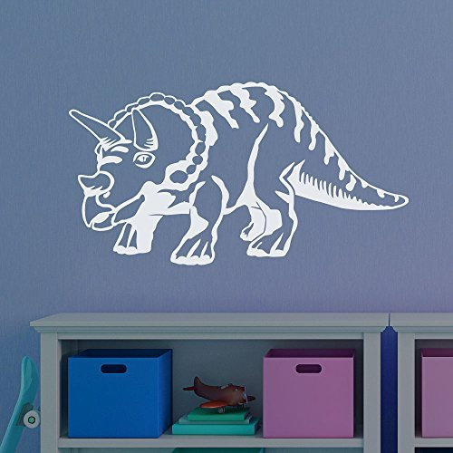 wandtattoo-factory Triceratops Dinosaurier Wandaufkleber Sticker - Farbe: Weiss