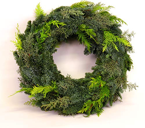 Adventskranz frisch Ø 40 cm Zweige Mix halbrund gebunden echte Tannen ohne Deko Weihnachten