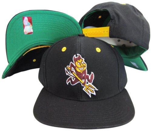 Arizona State Sun Devils Black Snapback Adjustable Plastic Snap Back Hat/Cap