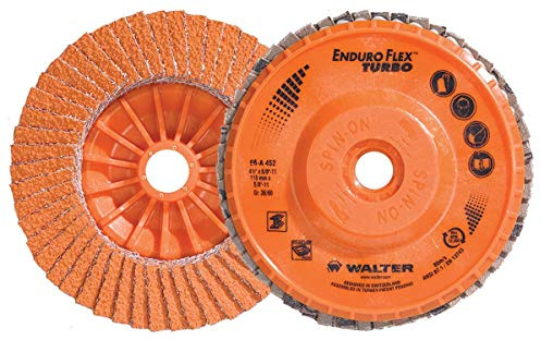 Walter 06A452 Enduro-Flex Turbo Abrasive Flap Disc [Pack of 10] - 36/60 Grit, 5 in. Grinding Disc with Threaded Arbor Hole. Abrasive Grinding Supplies