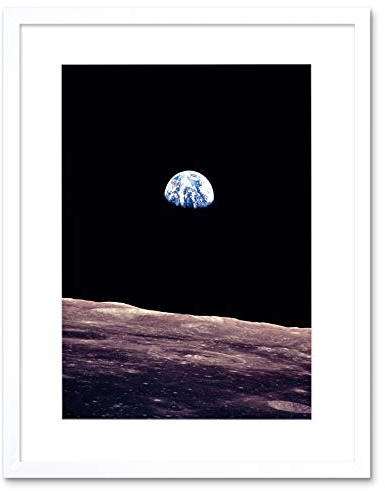 Wee Blue Coo Space Photo Planet Earth Lunar Surface Moon Cool USA Framed Wall Art Print