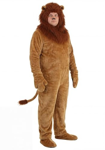 Fun Costumes Unisex Adult Regal Roars Await! Deluxe Plus Size Lion Costume, Unleash Your Inner Jungle King, Designed for Ferocity, 4X, Brown
