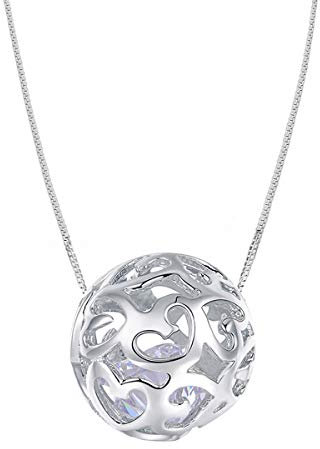 Merdia 925 Sterling Silver Necklaces for Women with Pendant Cut Beads Ball Chain Necklace Jewellery for Women Beaded Necklace | Silver Chain Silver Necklace | Dainty Necklace