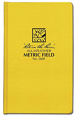 Rite in the Rain Allwetter Hardcover Notizbuch, 4 3/4 x 7 1/2, gelber Einband, Universalmuster (Nr. 370F) Metrisches Feld gelb