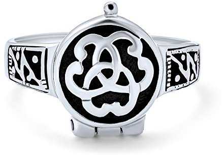 Anello con ciondolo a sigillo triquetra nodo celtico irlandese trinità in argento sterling ossidato .925 per donne uomini adolescenti