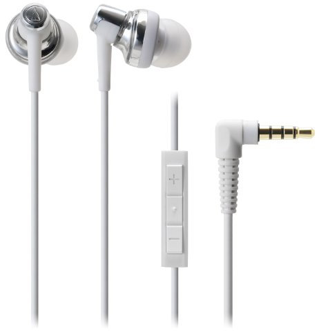 Audio-Technica ATH-CKM500I SonicPro Port Écouteurs Intra-Auriculaires avec Micro et contrôle du Volume pour iPod, iPhone et iPad Blanc