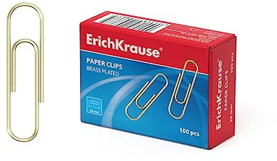 Büroklammern 28mm 100 Stück - rostfreie & kratzfreie vermessingte Metall Papierklammern - extra starke Metallklammern Briefklammern für Büro messing Gold