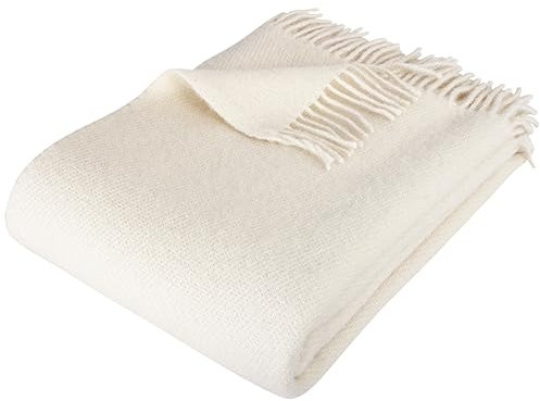 Arctic Wolldecke Solid - Hochwertiges Wollplaid im Scandi Design - 130 x 200 cm - Weiß