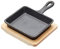 Artesà Mini Frying Pan with Wooden Serving Board in Gift Box, Rectangular, Cast Iron, 12.5 x 10.5 cm, Black/Beige