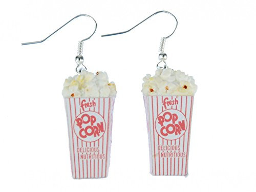 Miniblings Popcorn Kino Ohrringe - Handmade Modeschmuck I Party Feiern Pop Mais - Ohrhänger Ohrschmuck versilbert
