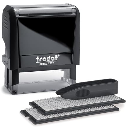 Trodat Printy 4912 Self Inking Do it Yourself (DIY) 4 line Personalized Custom Message or Address Stamp kit with Black Ink, Impression Size: 3/4” x 1-7/8” inch (Black)