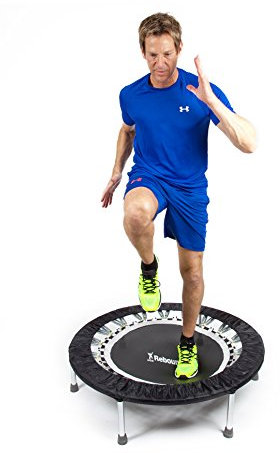 Voted Best Pro Rebounder Trampoline at Home, Gym & Physio Clinics | Robust & Very Low Impact | | 40’’ Mini Exercise Trampoline for Adults Includes Handle Bar, DVDs Online Workouts & Resistance Bands