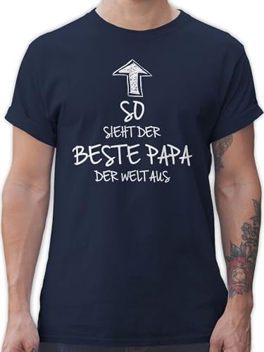 T-Shirt Herren - So Sieht der Beste Papa der Welt aus - XXL - Navy Blau - Geschenk zum Vater Werden Vatertagsgeschenk Tshirt Vatertag Daddy Shirt Geschenke für Vatertagsgeschenke väter Schrift