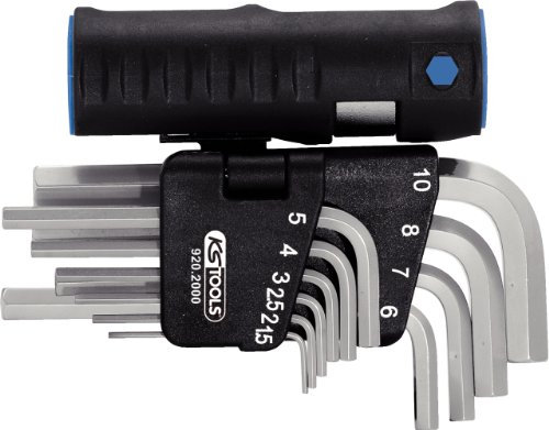 KS Tools 920.2000 3 in 1 Innen6kant-Winkelstiftschlüssel-Satz,10-tlg. kurz