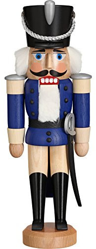 Seiffener Volkskunst Nussknacker Husar Esche Blau, 28 cm Hoch, Original Erzgebirge SV 11312/2