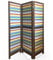 VERDELOOK | Country, Paravento a 3 Ante in Legno, con Righe Colorate per Arredo Casa, Anta 44x168x3 cm, Separè Colorato