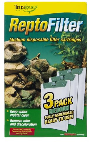 Tetra ReptoFilter Medium Filter Cartridges for Terrariums, 3 Count, Fits TetraFauna ReptoFilter 20 gal, Viquarium, and Decorative ReptoFilter