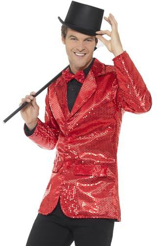 Smiffys Pailletten-Jackett, Rot, Herren