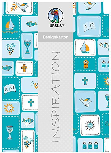 Ursus 60484601 - Designkarton, Glory, Vierecke, petrol, DIN A4, 200 g/qm, 5 Blatt, mit Banderole, neidseitig bedruckt, Vorderseite mit Heißfolie in silber veredelt, ideal für kreatives Basteln
