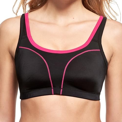 SUSA Damen 7897 Sport-BH, schwarz-pink, 85E
