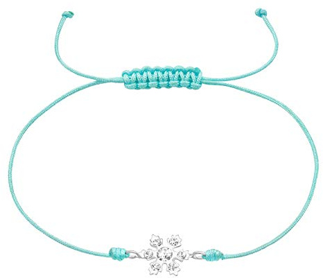 Bungsa Armband eisblau mit Kristall-Schneeflocke Größenverstellbar von 12-24 cm aus .925 Sterlng Silber (Anklet Fusskette Armband Damenarmband Bracelet Echtschmuck Fußkettchen)