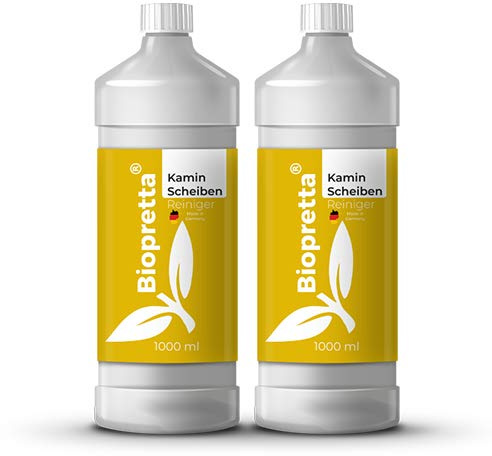 biopretta Kaminscheibenreiniger Kamin Glasreiniger 2 x 1000ml Vorteilspack Ofenscheibenreiniger Rußlöser