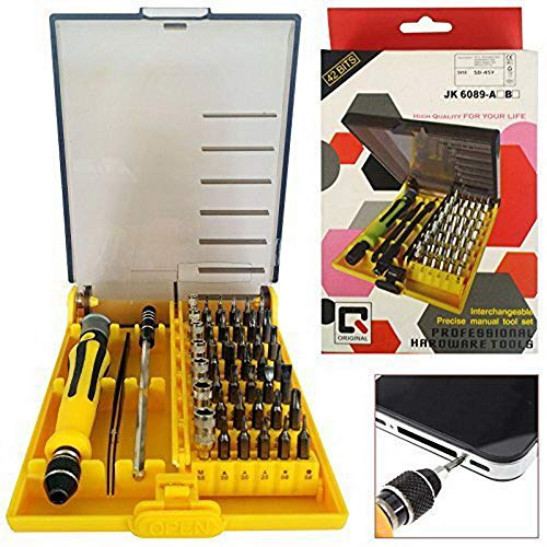 fitTek 45 in 1 Professional Portable Opening Tool Compact Screwdriver Kit Set with Tweezers & Extension Shaft for Precise Repair or Maintenance