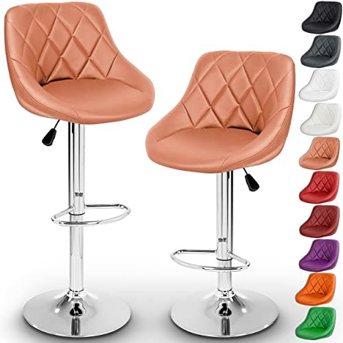 TRESKO 2er Set Barhocker Barstuhl 10 Farben wählbar, 360° frei drehbar, Sitzhöhenverstellung 60-80cm