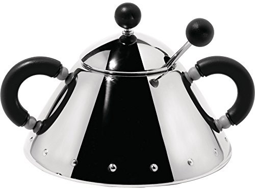 Alessi - Zuckerdose mit Löffel - Farbe: Schwarz - Edelstahl - Michael Graves