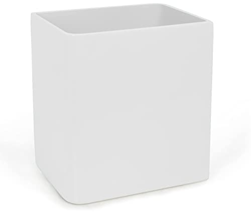 Kassatex Lacca White Open-Top Plastic Trash Basket