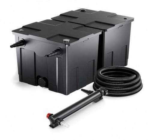 SunSun Komplettset: CBF-350B Teichfilter bis 60000 L Teichfilteranlage als Durchlauffilter, CUV-336 Teichklärer UVC Klärer mit 36W, 5m Teichschlauch 25 mm (1)