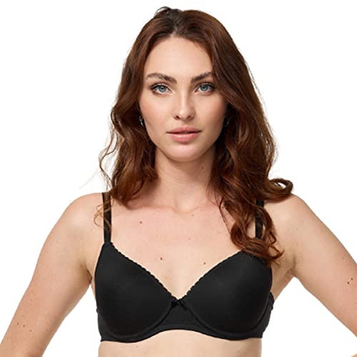 Nur Die Traumweich Bügel-BH besonders weiche Modal-Faser gepaddete Cups für einen natürlichen Push-Up-Effekt zarte Spitze Damen, schwarz, 90C