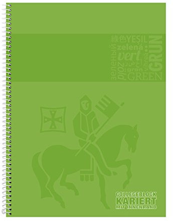 Staufen 4006050049200 Collegeblock, Premium, A4, 5er Pack, 80Bl, Lin22, 90 g, kariert Innenrand, grün
