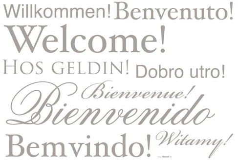 Komar Deco-Sticker | WELCOME | 50 x 70 cm | Wandtattoo, Wandbild, Wandsticker, Wandaufkleber, Walltattoo, Willkommen, Benvenuto, Bienvenido -19700h