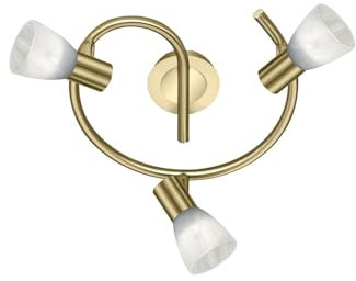 Trio Leuchten LED-Deckenleuchte Levisto in Messing Gold, Glas alabasterfarbig weiß 871090308