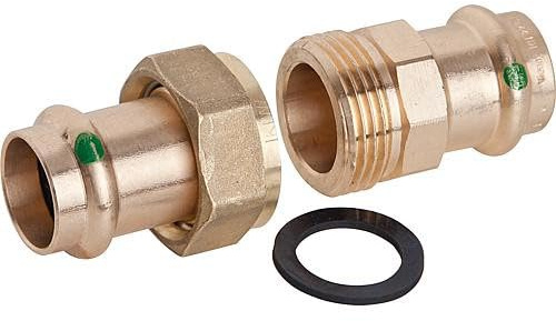 Viega Verschraubung mit SC Sanpress 2260 flachdichtend in 28 mm Rotguss, 124311