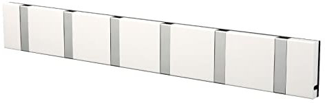 Loca Garderobenleiste Wandmontage Aluminium Eiche 6 Haken, Weiß, 8 kg