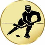 S.B.J - Sportland Pokal/Medaille Emblem, Motiv Eishockey, Durchmesser 50 mm, Gold
