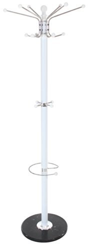 TecTake Porte Manteau Perroquet Pied en marbre 12 têtes pour entrée ou Salon avec Porte Parapluie et Sac à Main - diverses Couleurs au Choix - (Blanc | No. 401034)