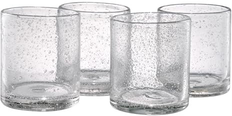 Artland 14oz Double Old Fashion Glass, Set of 4 | Iris Seeded Design, Clear | Drinking Glass for Parties and Everyday Use - Mojito, Whiskey, Cocktail | Glassware & Barware Essentials