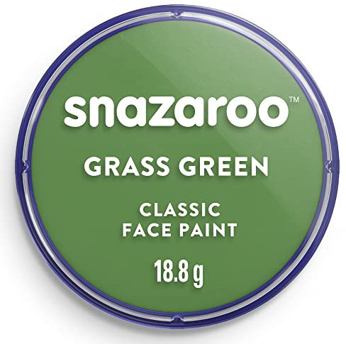 Snazaroo - Pintura facial y corporal, 18 ml, color verde hierba, profesional a base de agua, pastilla de aquacolor individual para adultos, niños y efectos especiales