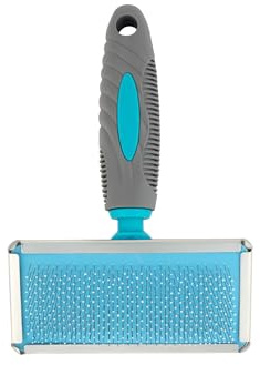 Masterclip Flat Head Hard Pin Slicker Brush - Suitable For Grooming Medium Sized Dogs & Pets (MEDIUM)