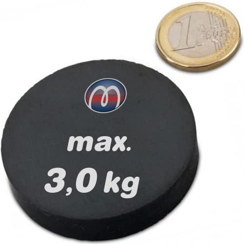 5 x Scheibenmagnet Rundmagnet Ø 50 x 10mm Ferrit Y35, hält 3kg - Keramik-Magnet - 5 Stück - Magnetscheiben