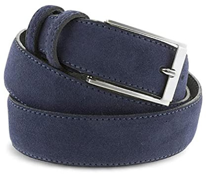 La Bottega del Calzolaio Cintura camoscio Blu Jeans uomo donna 3,5 cm artigianale made in Italy (110 cm (42/44-44/46 EU))