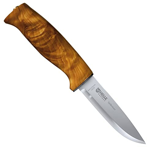 Helle Messer Outdoormesser, Modell 4 Fjellkniven, Dreilagenstahl, masurische Birke, Lederscheide 166410