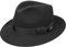Stetson Penn Bogarthut Haarfilz - Filzhut Damen/Herren - Mafiahut 100% Tierhaar - Haarfilzhut Sommer/Winter - Hut mit Ripsband - Klassischer Hut - Pate schwarz 62 cm