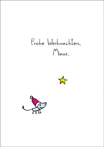 Kartenkaufrausch Süße Weihnachtskarte mit Weihnachts Maus und Stern: Frohe Weihnachten, Maus. • als Weihnachtsgruß, Gutschein, Geschenkkarte zu Neujahr für Familie
