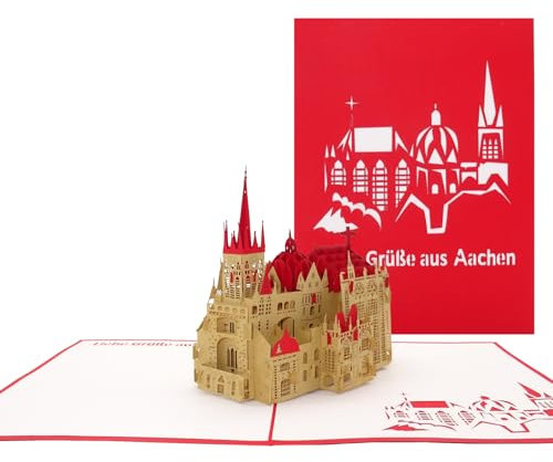 3D Karte Aachener Dom Liebe Grüße aus Aachen – Pop Up Karte als Geschenk, Geburtstagskarte, Souvenir, Einladung & Gutschein zur Städtereise